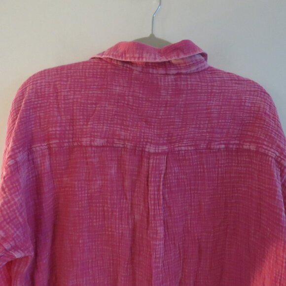 KITTENISH X FLAG & ANTHEM Morgan Boyfriend Shirt in Fuchsia Pink Casual Size XL - Picture 12 of 14